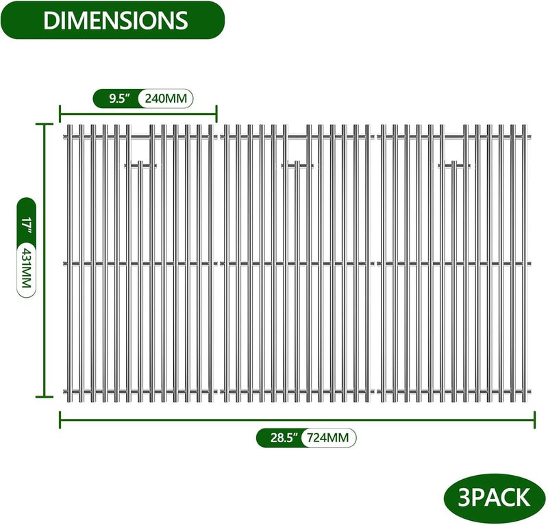 LOCVCDA Grill Grate for Charbroil Tru Infrared 4 Burner 463242715 463242716 463276016 466242715 466242716 G533-0009-W1A, Grill Replacement Parts for Nexgrill 720-0882A BHG 720-0882, 17inch, Stainless Steel - Image 2